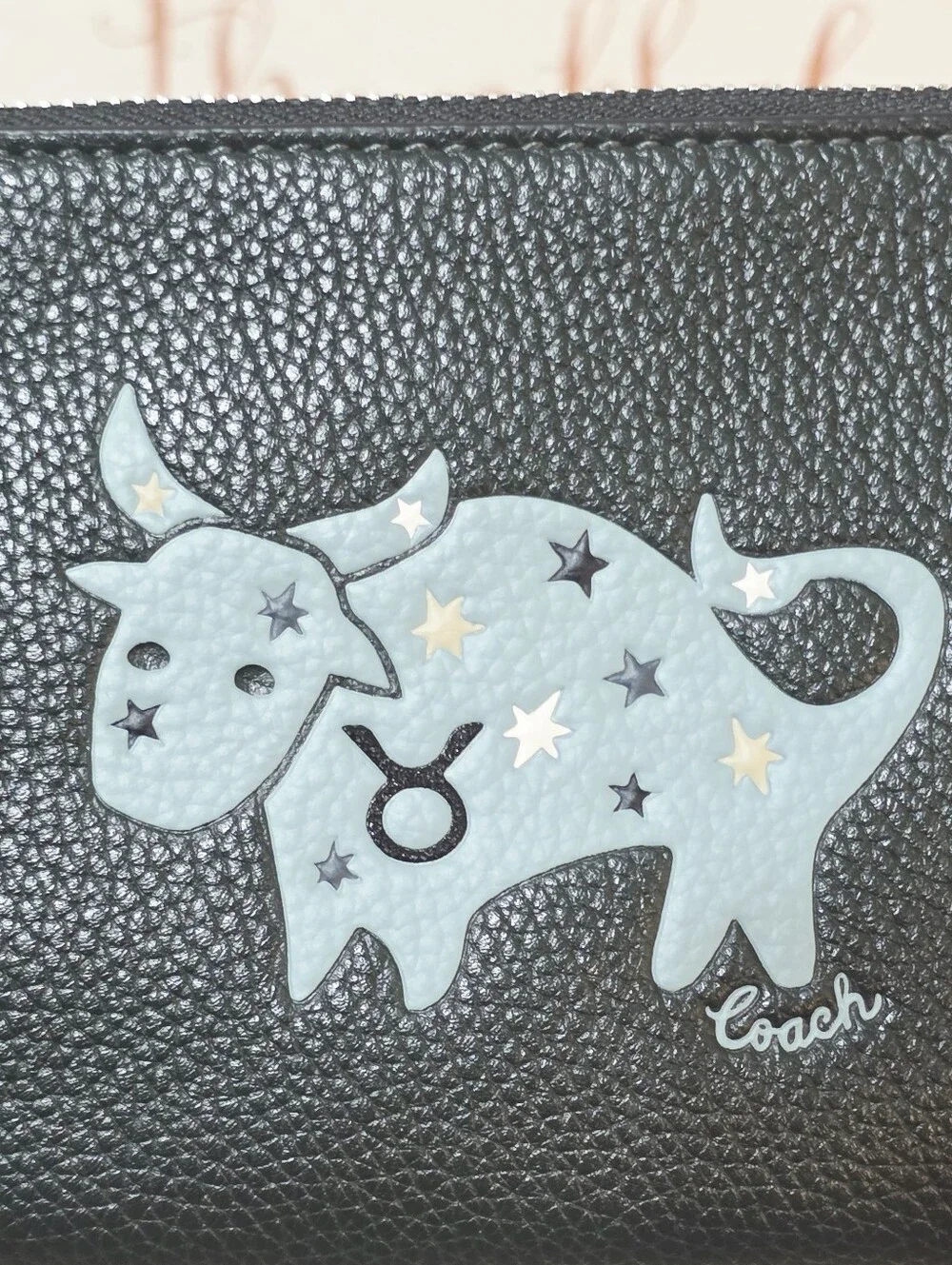 Coach Zodiac Corner Zip Wristlet Card ID Bag Taurus Bull CF536 Zip Amazon Green